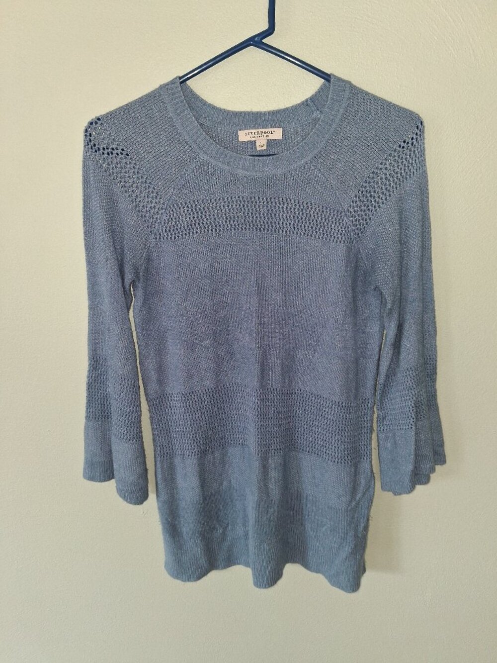 Liverpool Blue Peasant Top Size Small